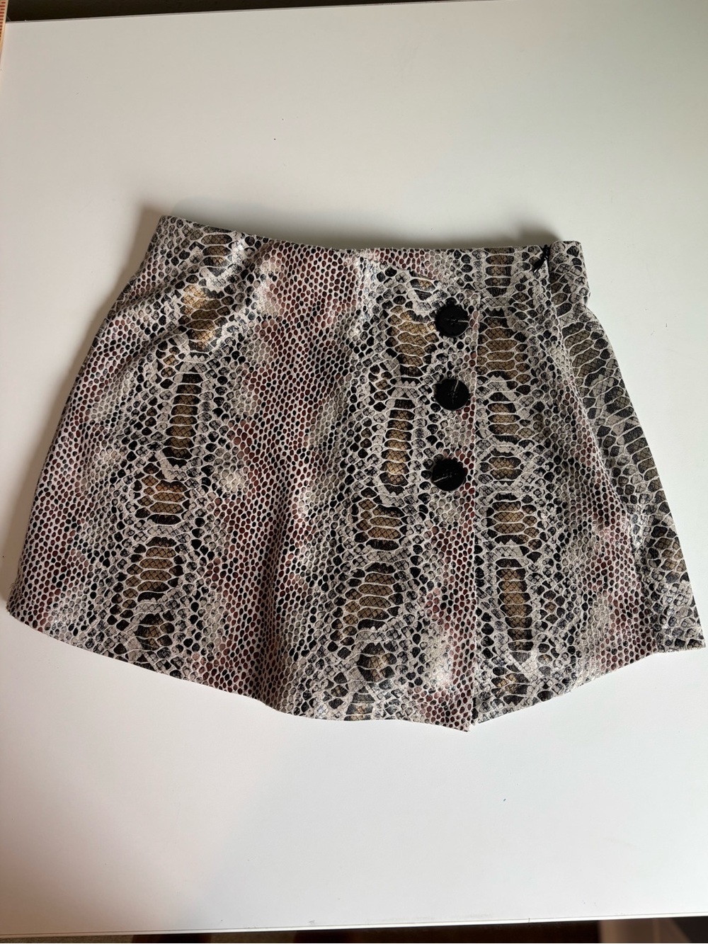 Haute Monde Snake Print Mini Skirt Skort Neutral Tones Womens Small